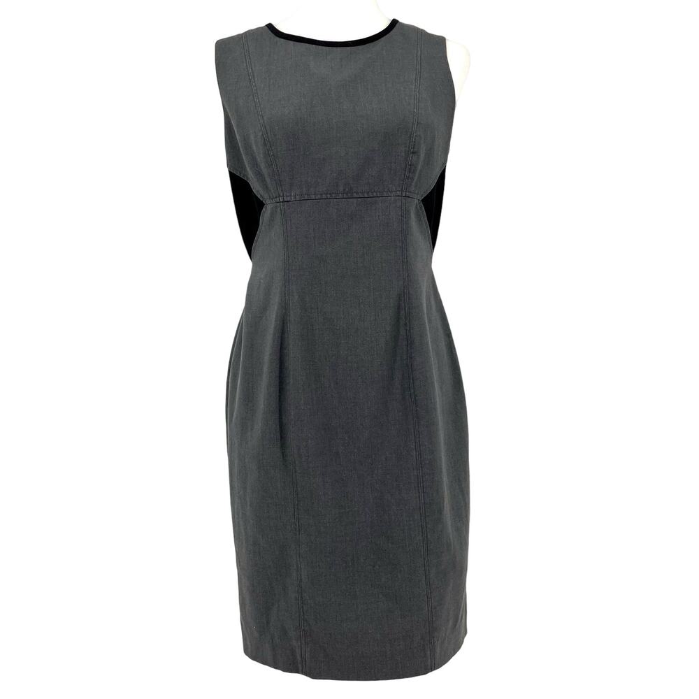 Calvin Klein Gray-Black Sleeveless Color Block sheath career dress knee length 6
